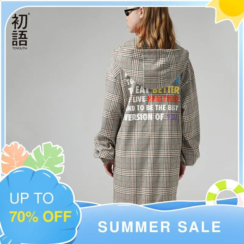 Toyouth Модные клетчатые платья с капюшоном для женщин Осеннее лоскутное платье