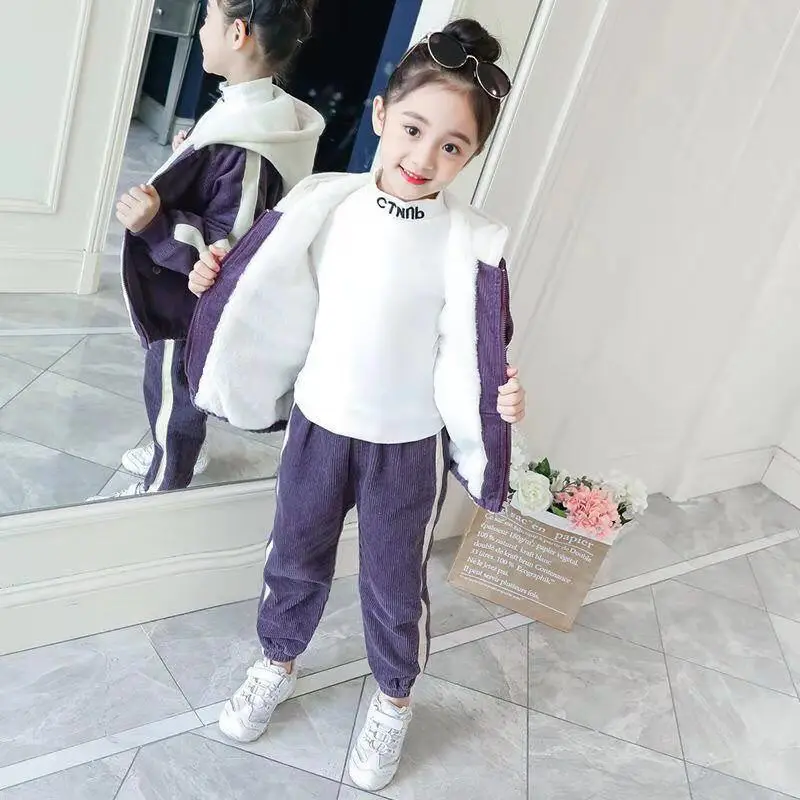 Костюм для девочек на осень и зиму 2019 новая детская куртка модная одежда из двух