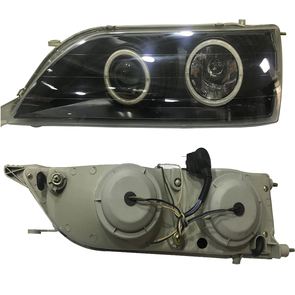 

Car LED Headlight For Toyota Cresta Jzx100 Automobile Headlamp With Lens A Pair Black and White 1997 1998 1999 2000