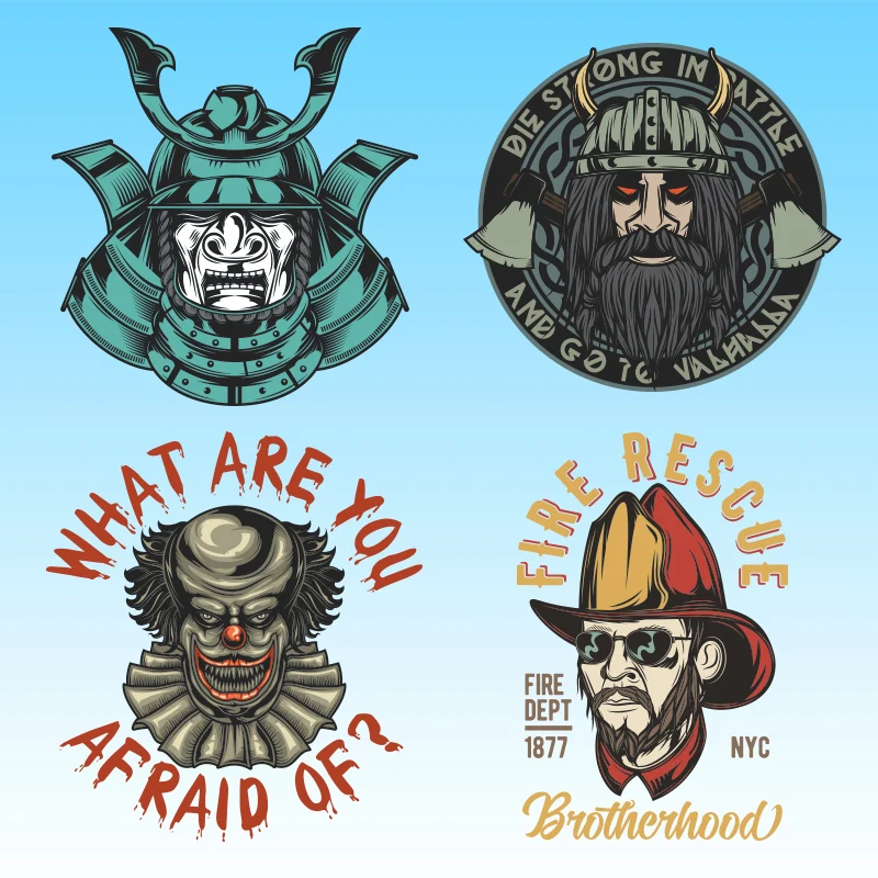 Популярные узоры Grotesque Heads в Европе и Америке теплопередача для одежды печатные