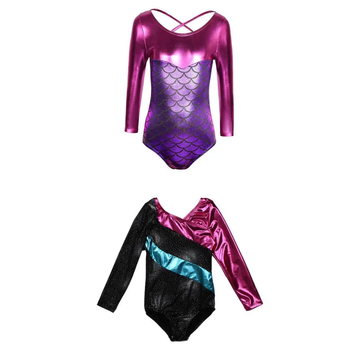 

2Pcs/Set Girls Long Sleeve Gymnastic Leotard Dance Ballet Tank Jumpsuit 7-8 Year