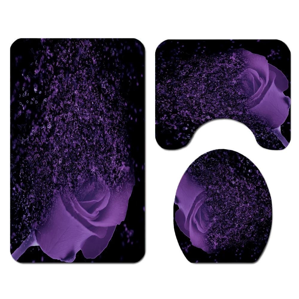 Black and White Rose Flower Waterproof Shower Curtain Beautiful Flowers Bathroom Curtains Set Toilet Cover Non-Slip Bath Mat | Дом и сад