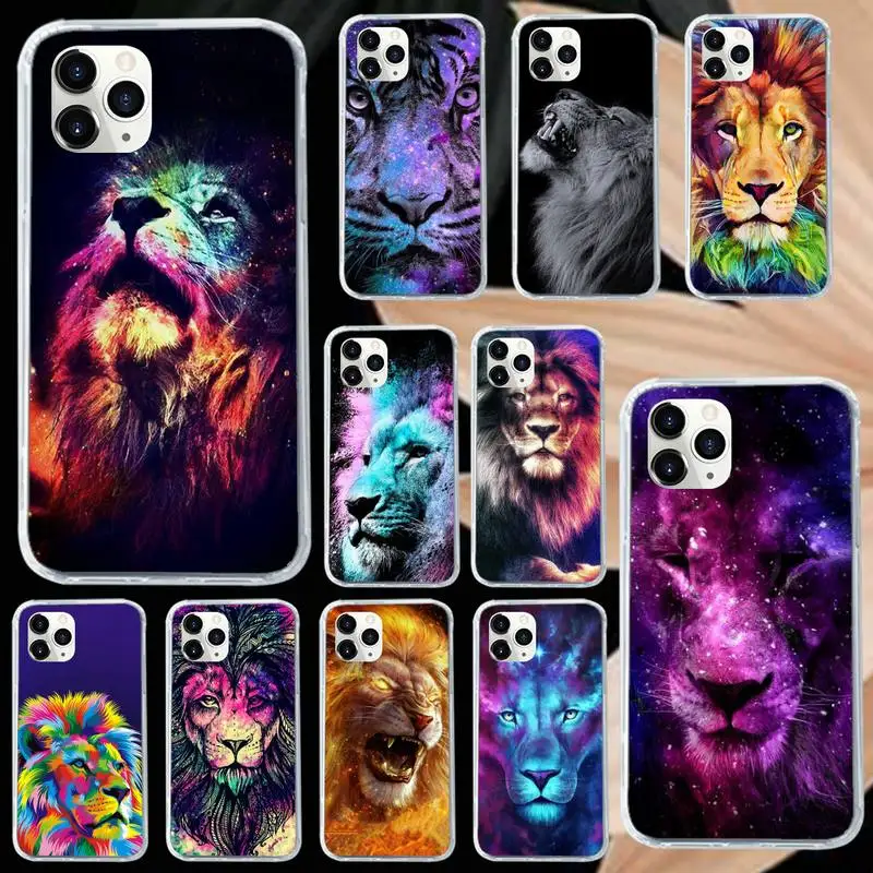 Большой Лев на камне снег животных для мобильного телефона чехлы iPhone 11 12 pro XS MAX 8 7 6