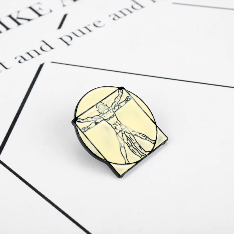 Классические броши Vitruvians с булавками да Винчи эмалированная булавка в форме