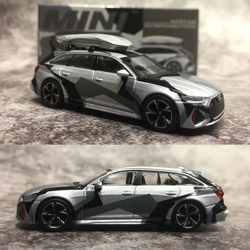 

MINI GT 1/64 Model Car Audi RS 6 Avant Silver Camouflage Die-cast Alloy Vehicle Display Collection