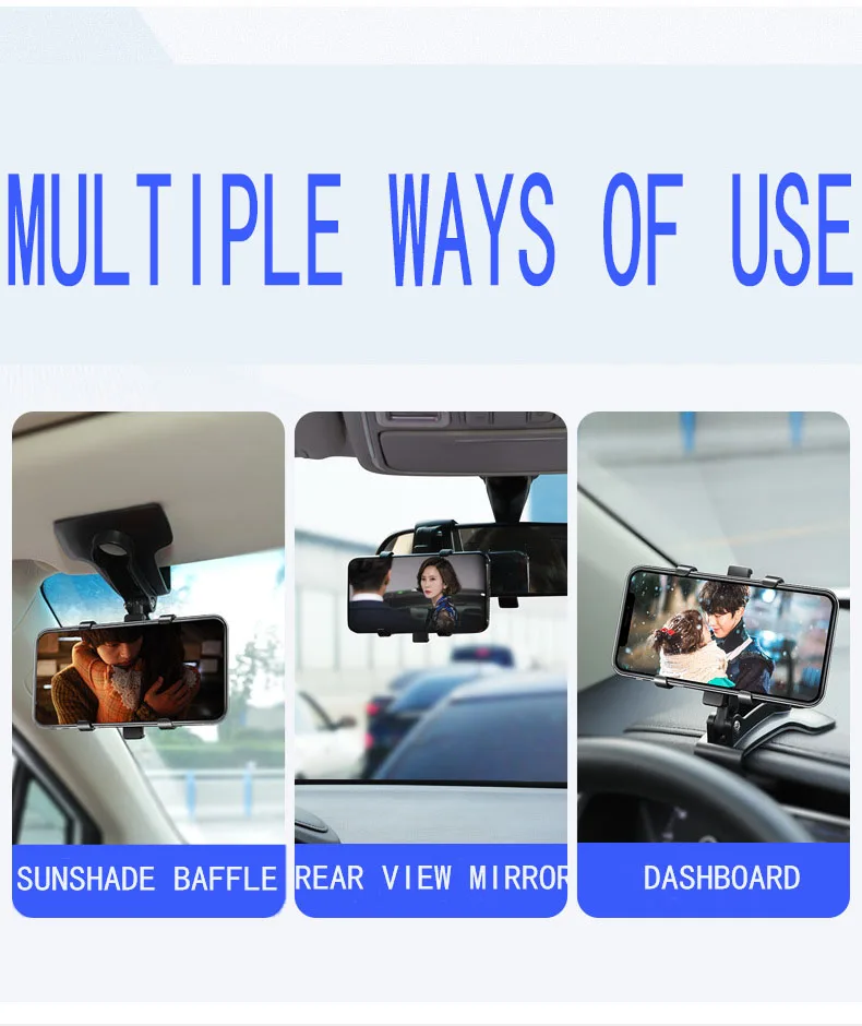universal dashboard rear view mirror sunshade baffle car phone holder free global shipping
