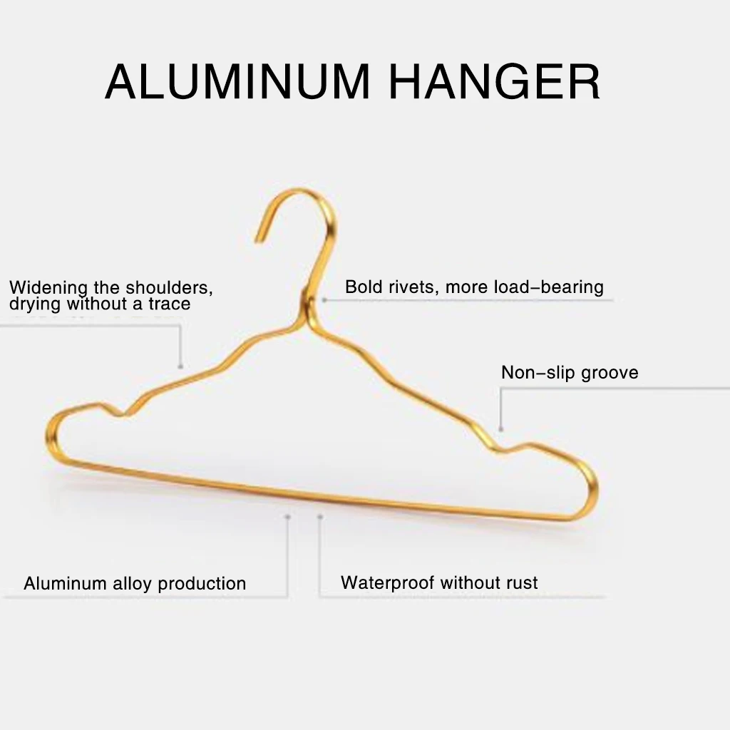 

5 Pcs Luxury Anti-Slip Hangers Drying Racks Thicker Seamless Clothes Hanger Aluminum Alloy Windproof Clothing Rack Coat Hanger