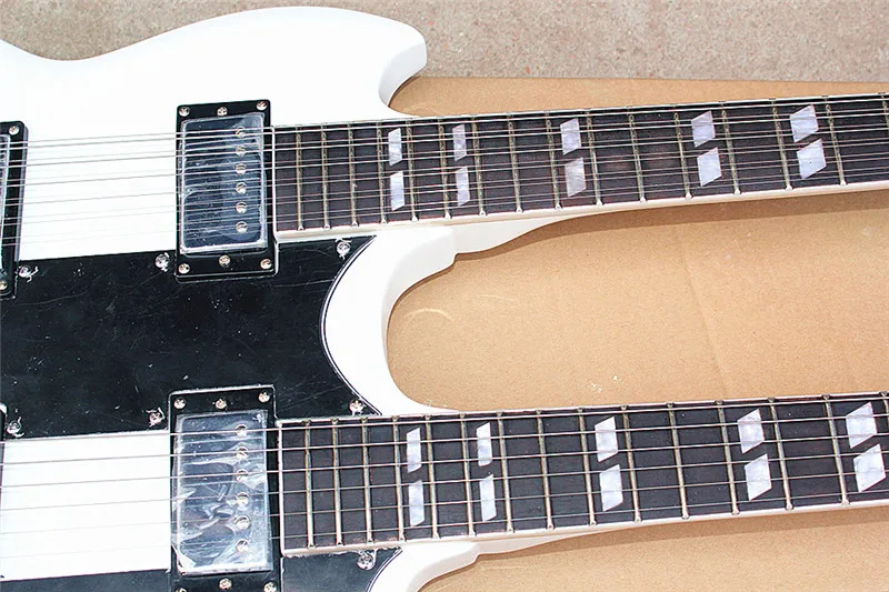 Электрическая гитара с двойной шеей 6 струн + 12 темно-фиолетовое тело