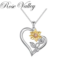 rose valley sunflower pendant necklace for women heart pendants fashion jewelry girls gifts