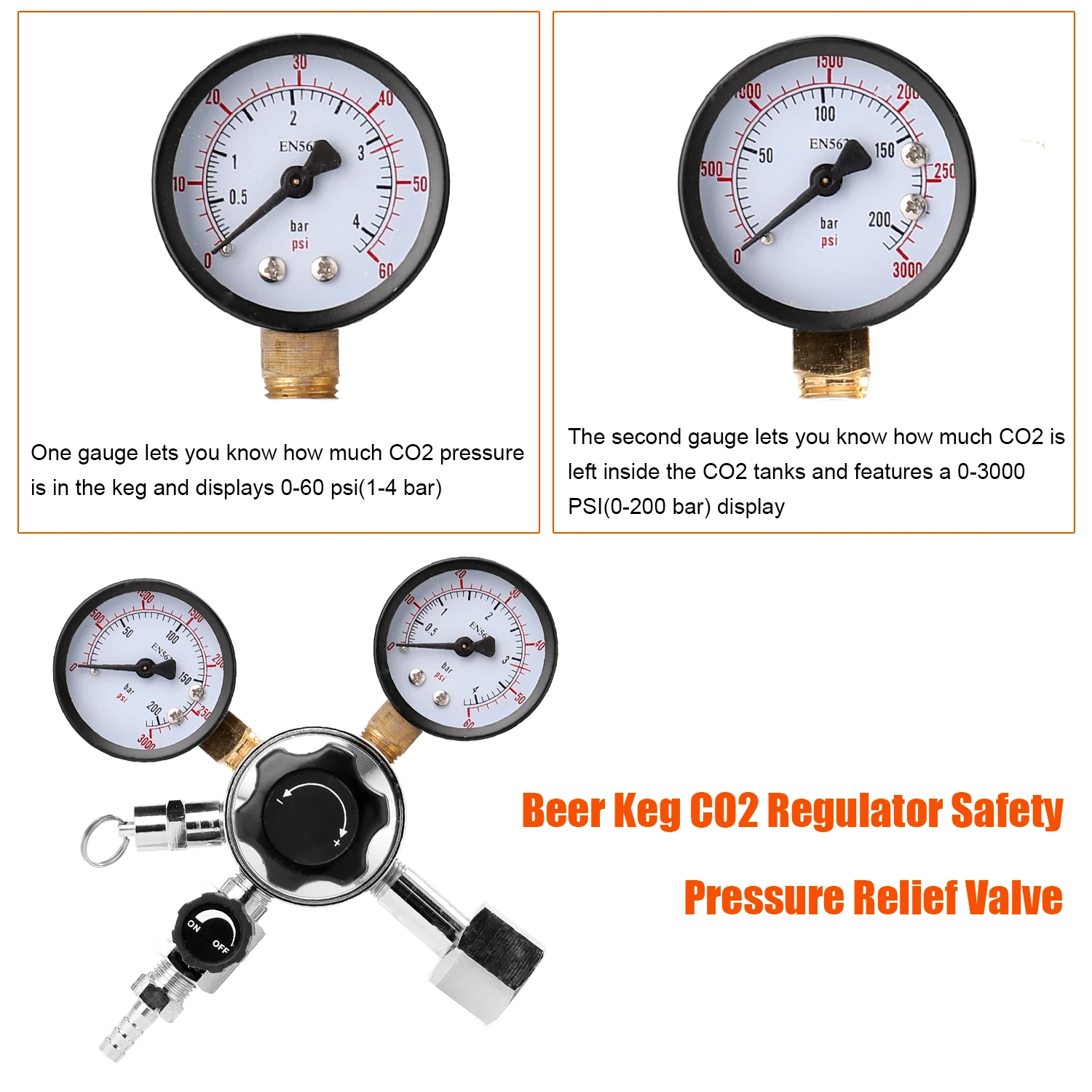 CGA320 пивной резервуар CO2 Регулятор безопасности регулируемый клапан сброса
