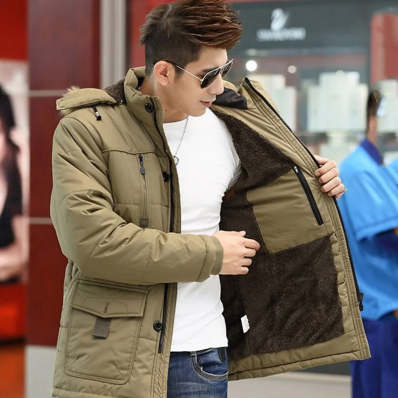Warm Winter Windproof Jackets Coat  Men Thicken Jacket Parkas Casual Mens Down Parka Hooded Outwear Cotton-padded Jacket