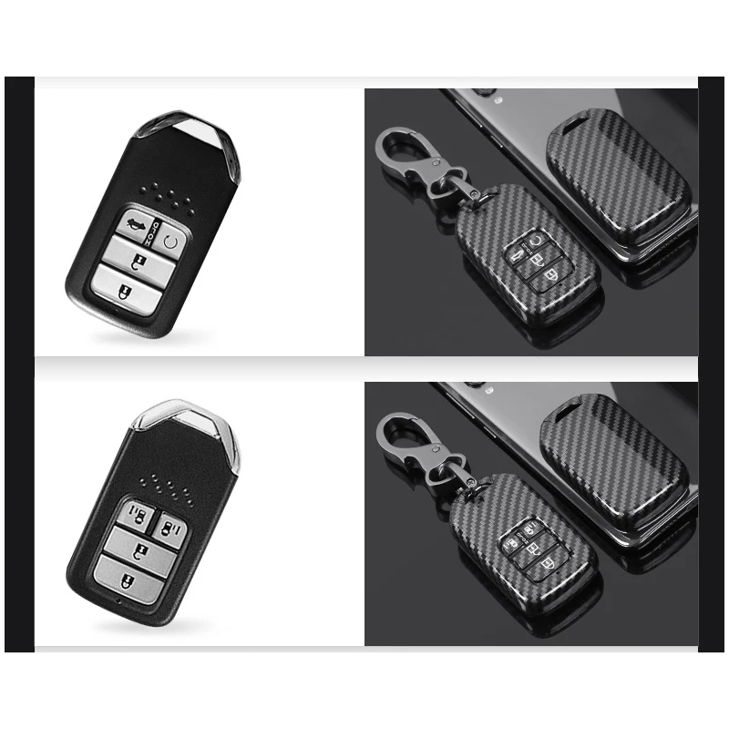 

Carbon Fiber Style Car Key Case Key Chain Bag Protective Shell for Honda CRV Accord CIVIC XRV Vezel Crider Breeze Accessories