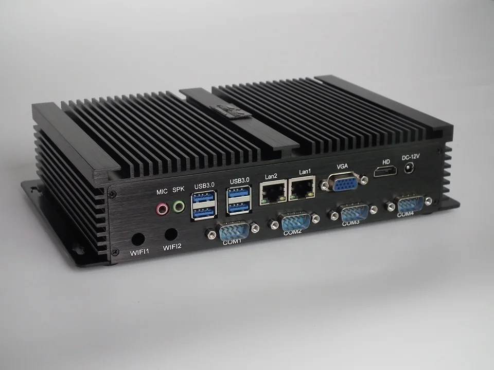 Безвентиляторный usb 3.0 промышленных с двойной гигабитный lan 4 com hdmi автоматической загрузки intel celeron c1037u 1.8g 4g барана 16g ssd windows linux