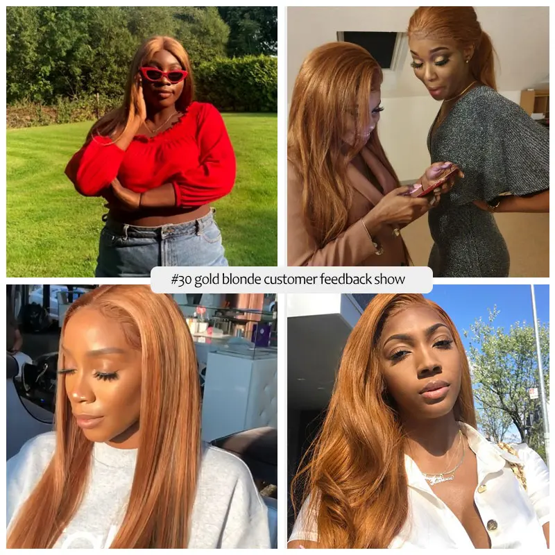 Ginger Brown Lace Front Human Hair Wigs For Women PrePlucked Honey Blonde Bone Straight Lace Front Wig Peruvian Remy Hair 180%