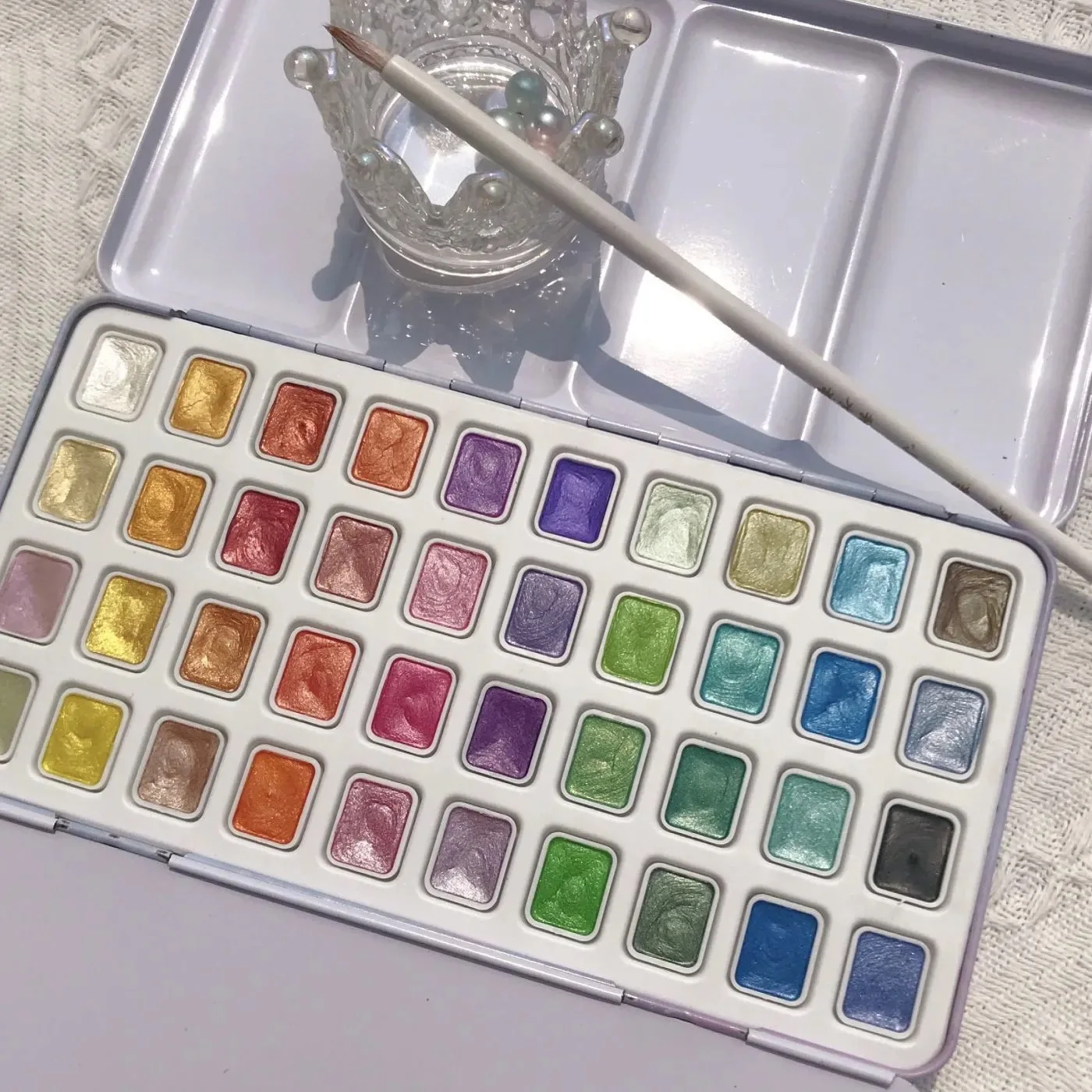 

40 Color Pearlescent Solid Watercolor Gillter Paint For Beginners Professional Drawing Art Supplies Set Safety Nail Art