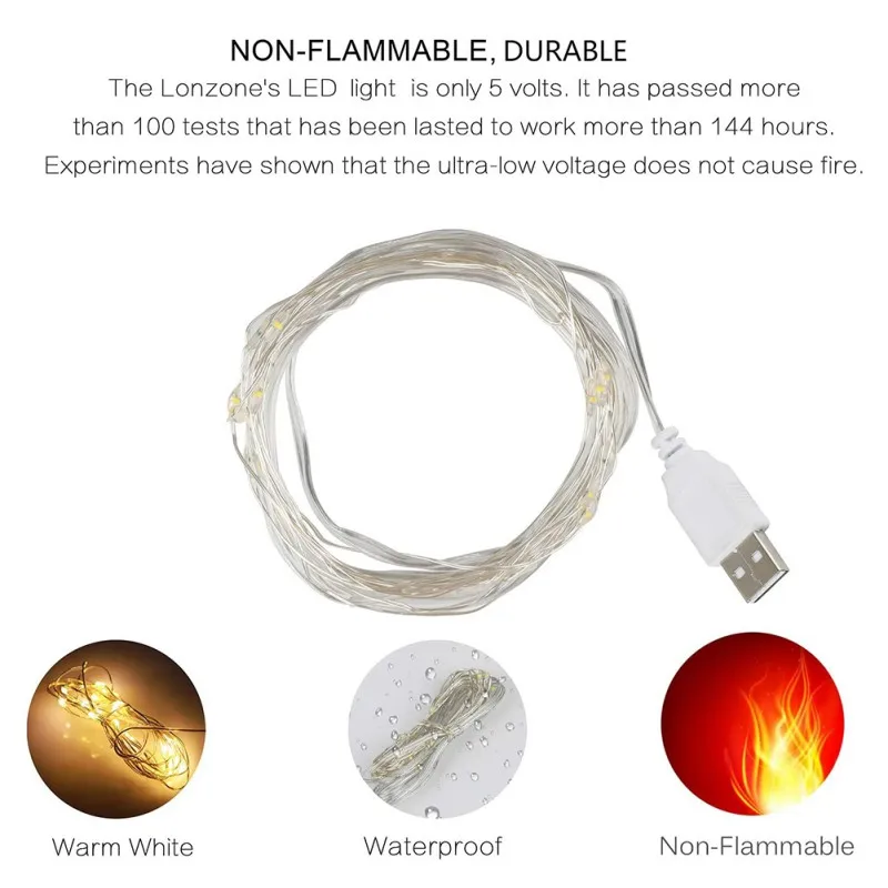 

8 Flashing Modes USB Cable Petals The Glass Dome Wooden Base Enchanted Rose LED String Lamp