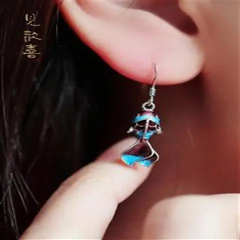 

[Koi Earrings] S925 Silver Earrings Female Original Design Niche Ancient Style Lucky Personalized Fashionable All-Match Earrings
