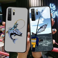 fishing art hook black soft cover the pooh for huawei nova 8 7 6 se 5t 7i 5i 5z 5 4 4e 3 3i 3e 2i pro phone case cases