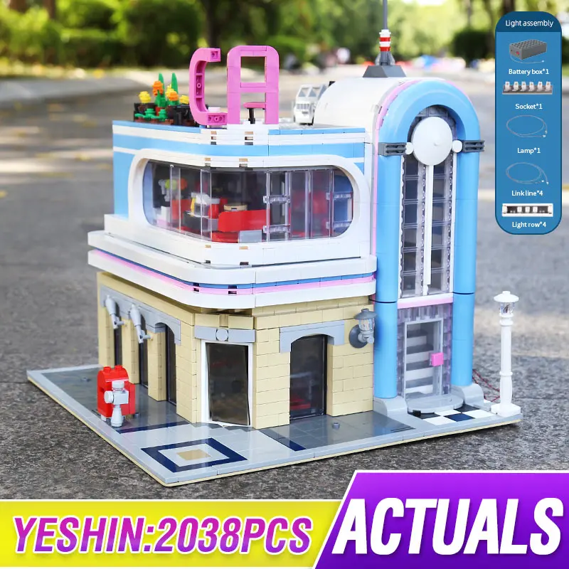 Пресс форма для King 16001 Streetview игрушки совместимая с MOC 32566 города столовая сборки