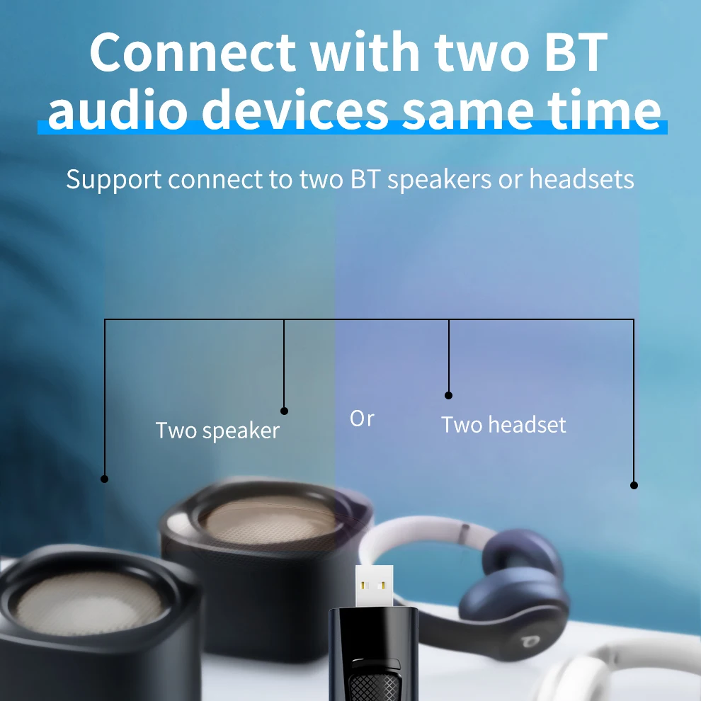 Беспроводной трансмиттер Unnlink Bluetooth 5 0 аудио 1X2 3 мм AUX передача на 2 BT приемника