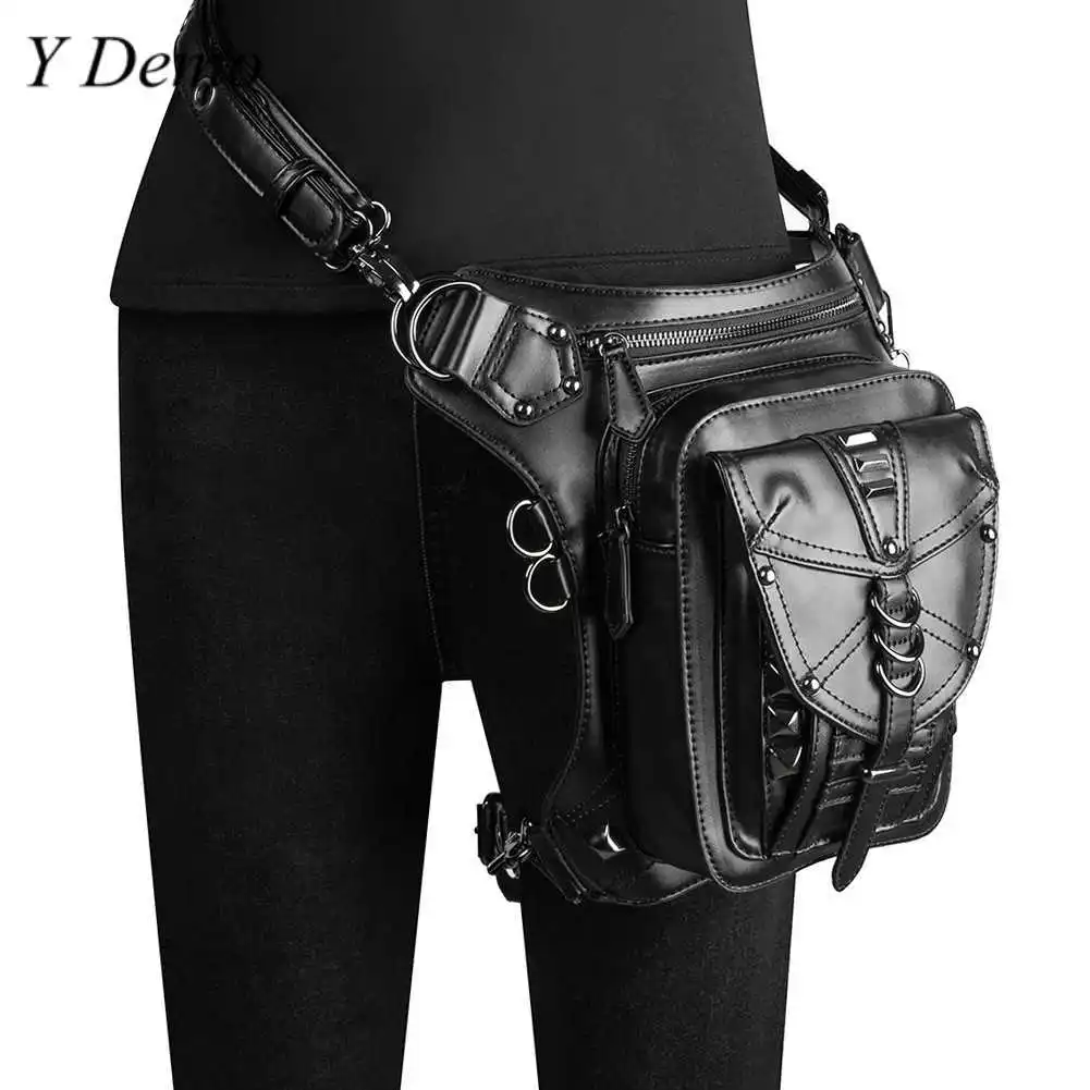 Панк уличная унисекс рок поясная сумка с заклепками круглая Регулируемая из