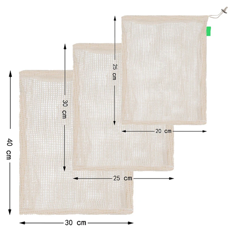 

3Sizes Washable Eco Reusable Produce Bags Drawstring Organizer Mesh Bag 1PCS