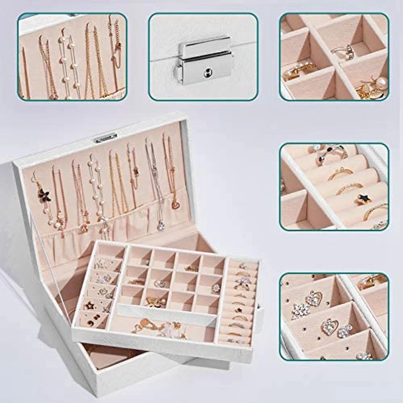 

Jewelry Box Organizer for Women Girl, Jewelry Case Travel Jewelry Display Jewelry Holder for Earrings Rings Necklaces
