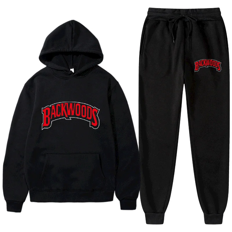 

Fashion Brand Backwoods Men's Set Fleece Hoodie Pant Thick Warm Tracksuit Sportswear Hooded Track Suits Male Sweatsuit Tracksuit