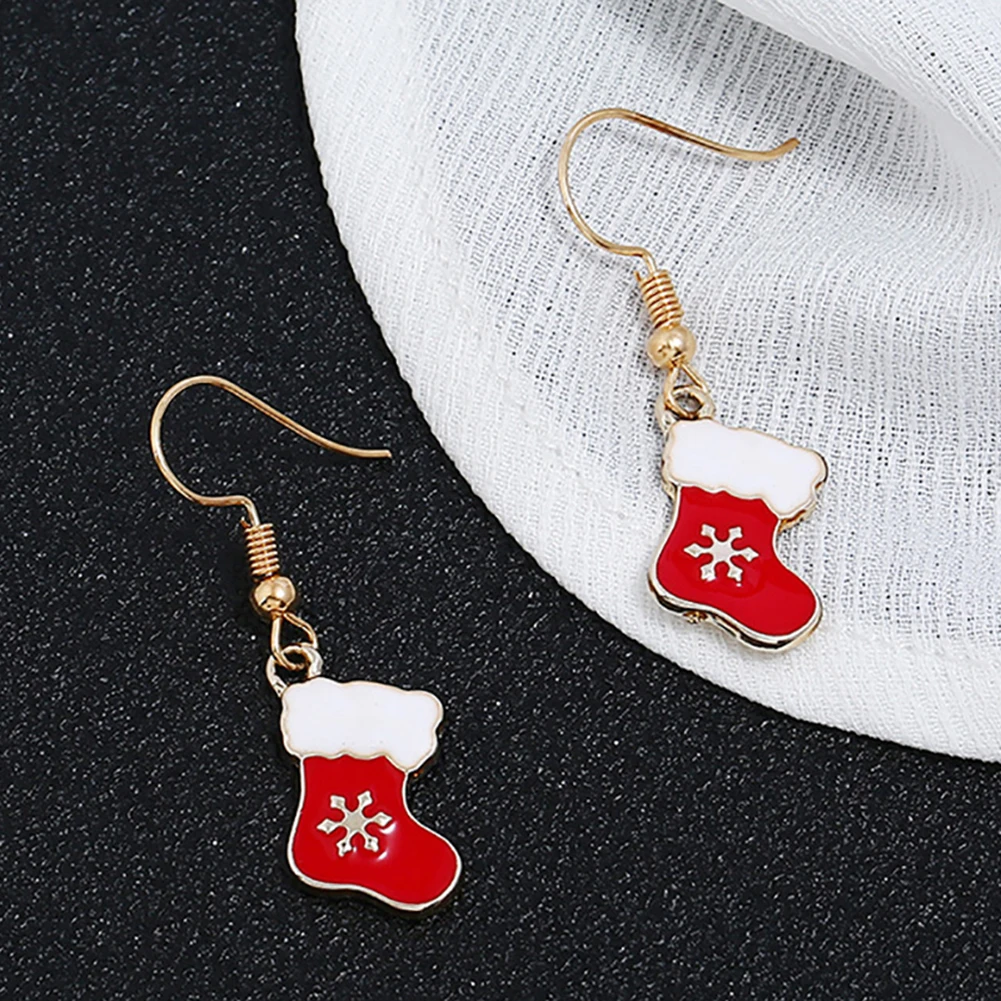 2019 рождественские серьги милые женские эмалированные чулки Висячие Крючки