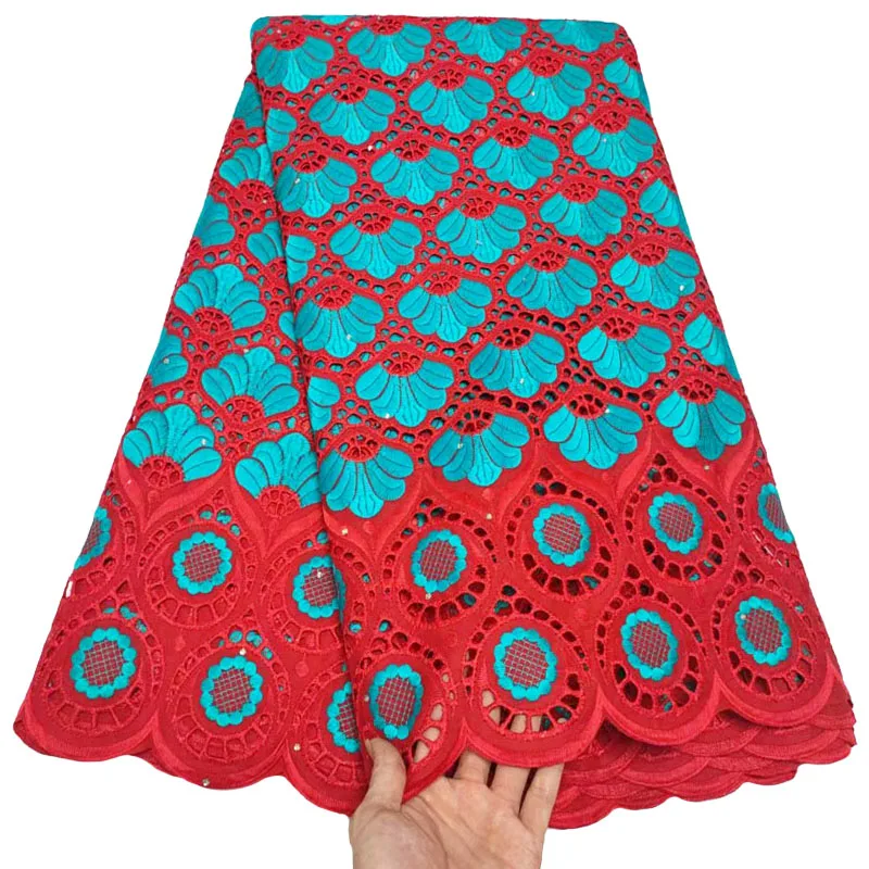 

2021High Quality African Nigerian Tulle Lace Fabric Cotton Embroidery Swiss Wedding Party Dress 2.5Yards