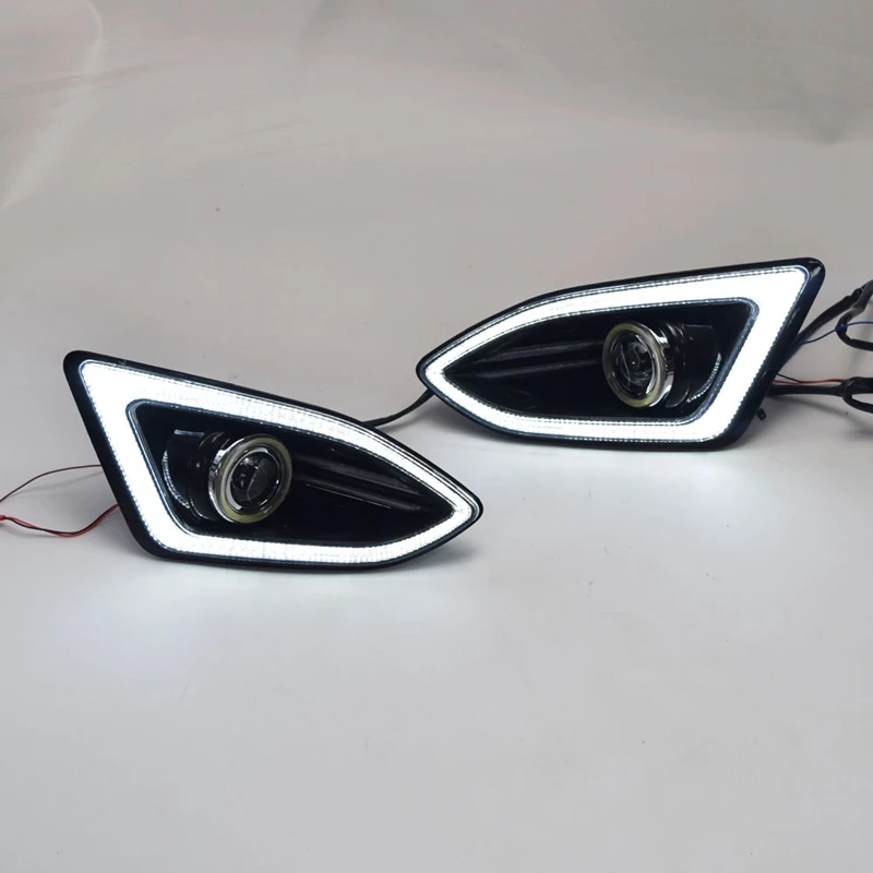 Светодиодный дневный ходовой светильник DRL противотуманная фара с COB Angel Eye 12V