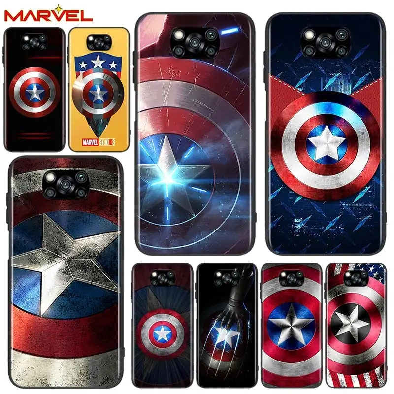 

Shield captain america marvel for Xiaomi Poco X3 NFC X2 M3 M2 F2 F3 Pro C3 F1 A2 Lite Mix3 Play Silicone Soft Black Phone Case