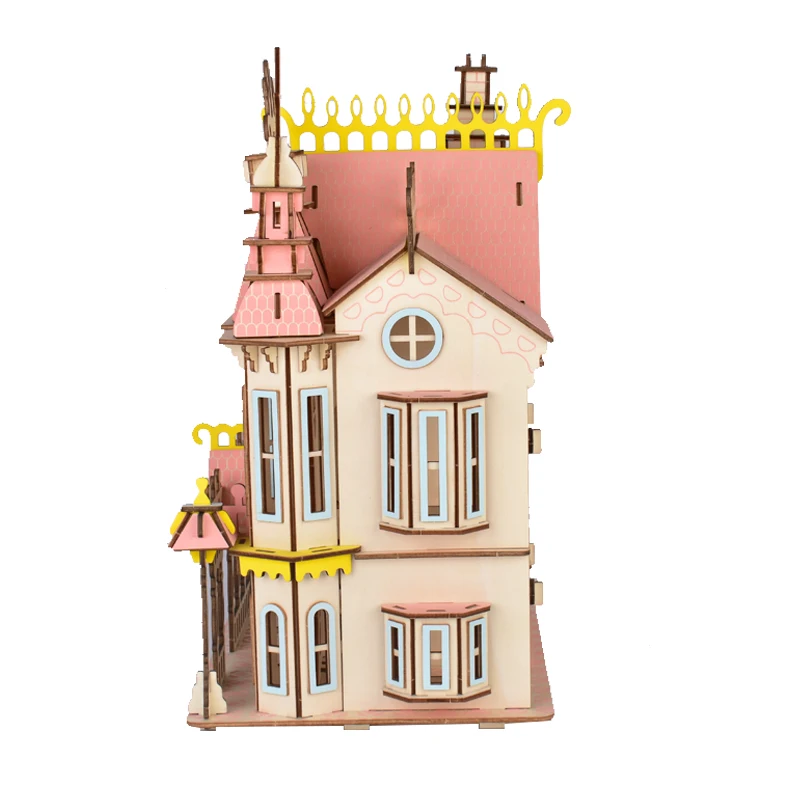 

3D DIY Dream Villa Wooden Puzzle Jigsaw Kids Boys Girls Educational Toys Gift Games Assemble Wood Building Model Juguetes