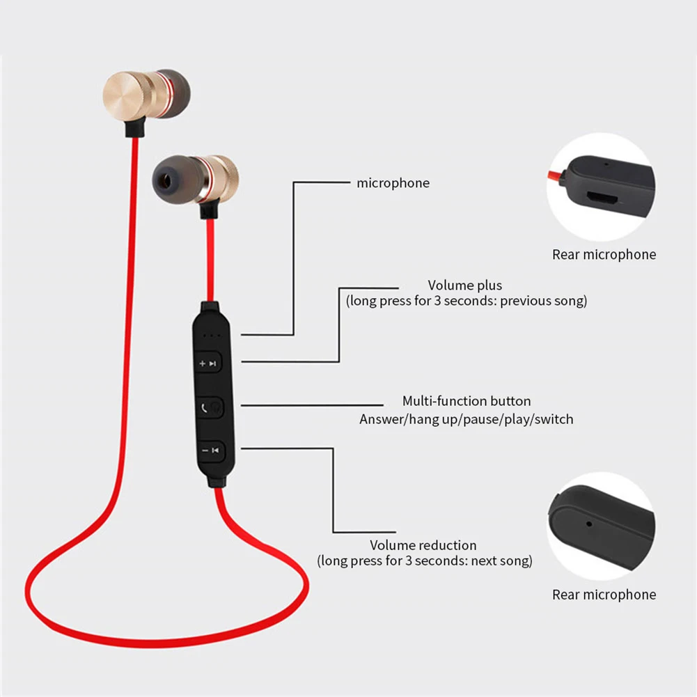 XT6 магнитные беспроводные Bluetooth наушники спортивные стерео с шумоподавлением