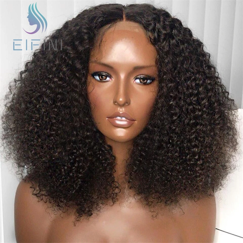 

13x6 Short Bob Afro Kinky Curly Wigs With Baby Hair Peruvian T Part Lace Human Hair Wig For Black Women Pre Plucked Freeshipping