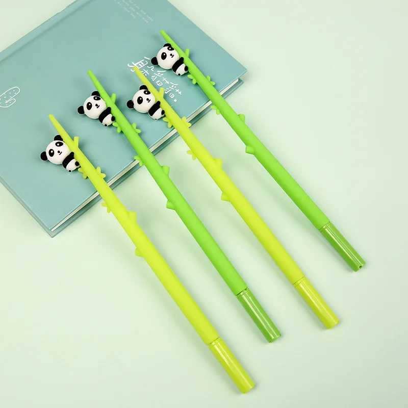 

48 pcs/lot Creative Panda Bamboo Gel Pen Cute 0.5mm black ink Neutral Pen School writing Supplies Promotional Gift