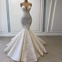luxury white mermaid wedding dress handmade beading sequined appliques sweetheart sleeveless bridal gowns robe de mari%c3%a9e