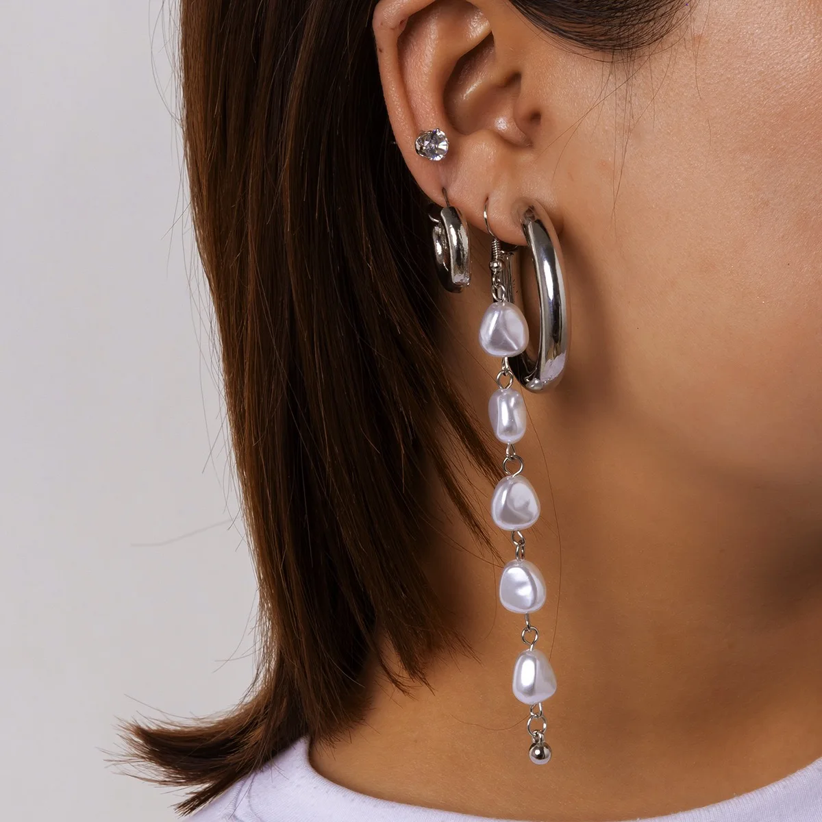 

2021 Fashion Earring Set Combination Round Star Rhinestone Earring Aesthetic Star Moon Earring Pendant Jewelry Gift Wholesale