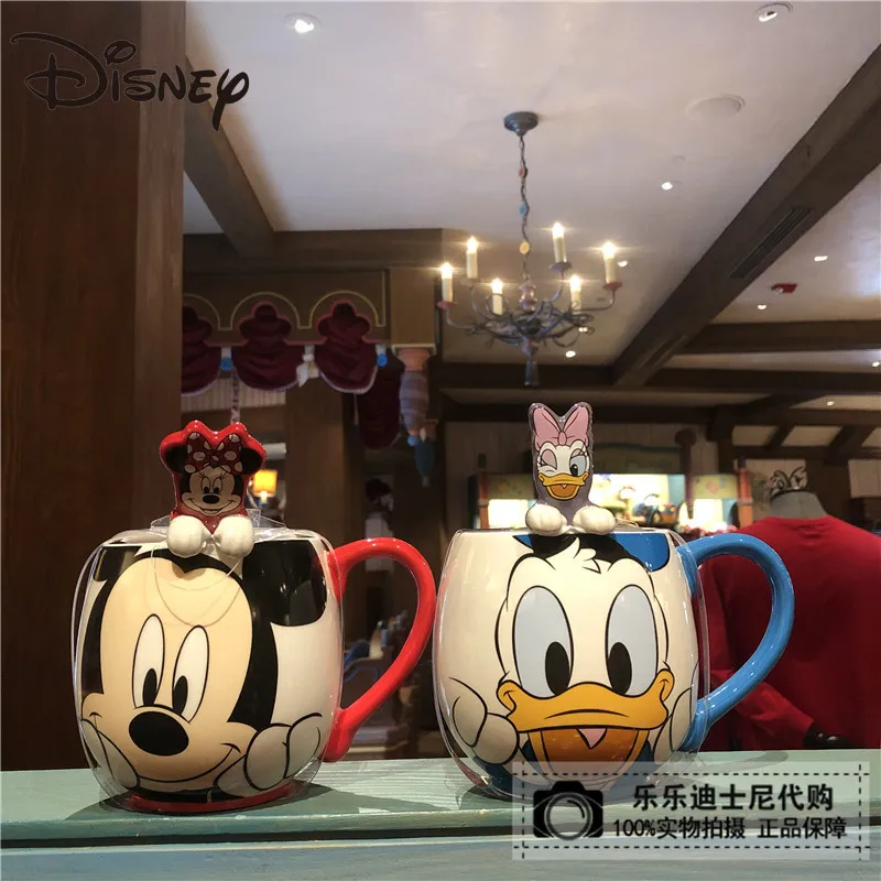 

Паровые керамические кружки Disney с Микки и Минни Дональд Дак и маргаритками, вместительные домашние кружки для молочного завтрака, кофейные ...