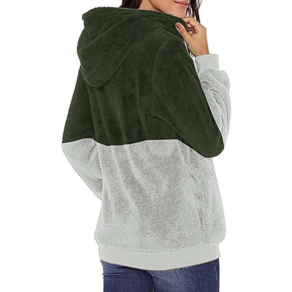 

Winter Women Sweatshirt Female Hooded Stitching Velvet Sweater Top Hoodie Harajuku Hoodie Female Black Colthes Oversize Hoodie