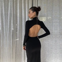 2022 new summer women hollow out bandage dress sexy o neck long sleeve celebrity bodycon club evening midi party dress vestidos