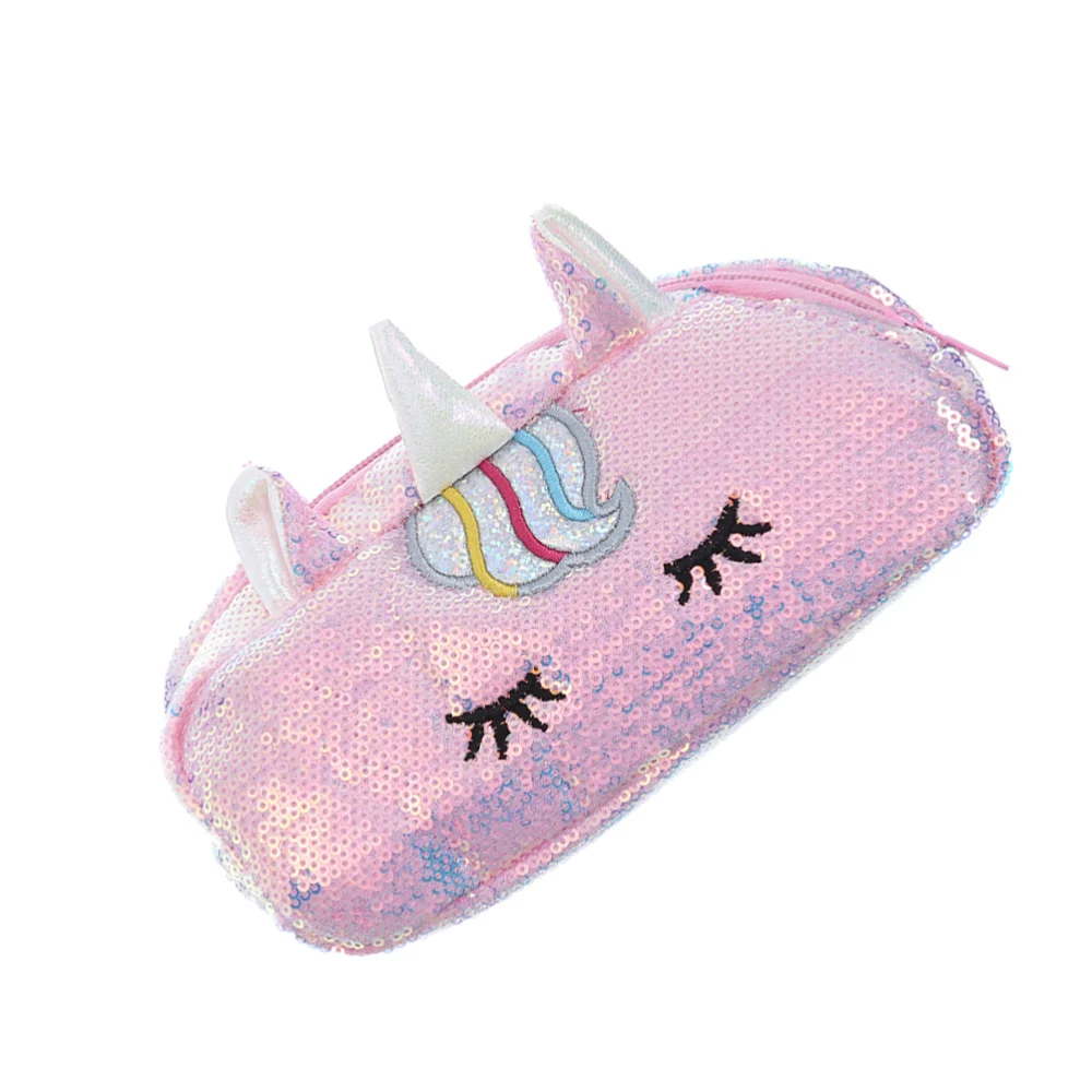 

Silver Pencil Bag Sequin Stationery Storage Bag Funny Sequin Woman Pouch Coin Purse School Office Supplies