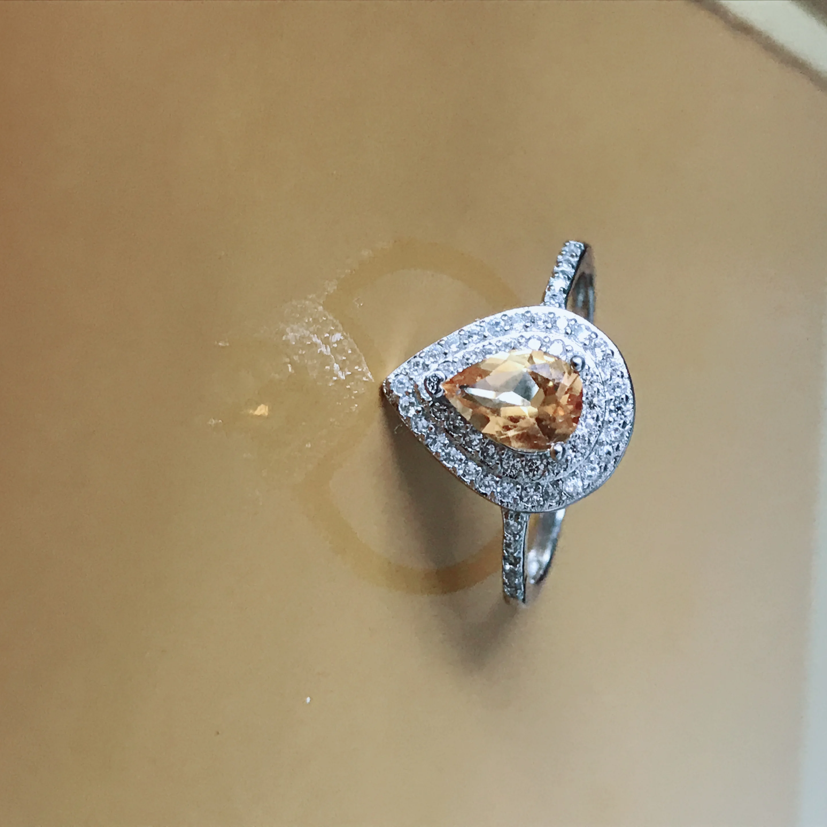 Кольцо с натуральным цитрином кольцо желтым кристаллом Серебро S925 пробы модный