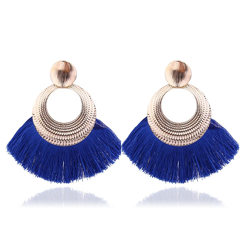 

New Bohemian Handmade Tassel Earrings For Women Vintage Long Drop Boho Earrings Cotton Rope Weave Fringe Sector Jewelry