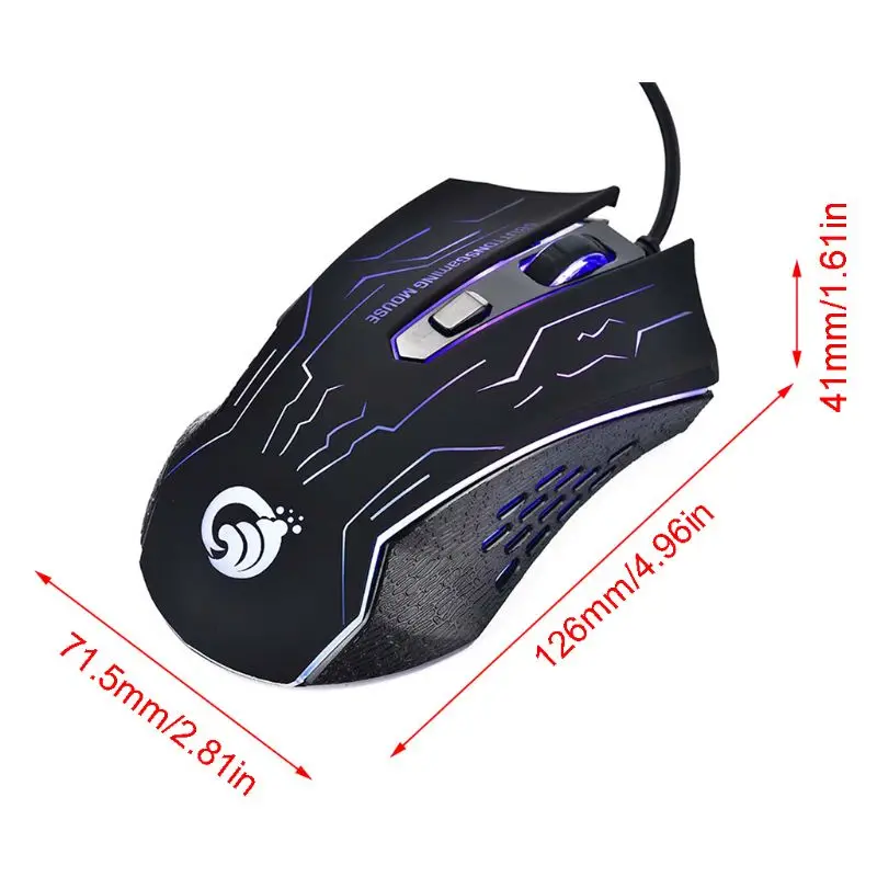 

Mute Wired Gaming Mouse 6 Buttons 2400 DPI Silent Click Optical Mice for PC Laptop Notebook Computer
