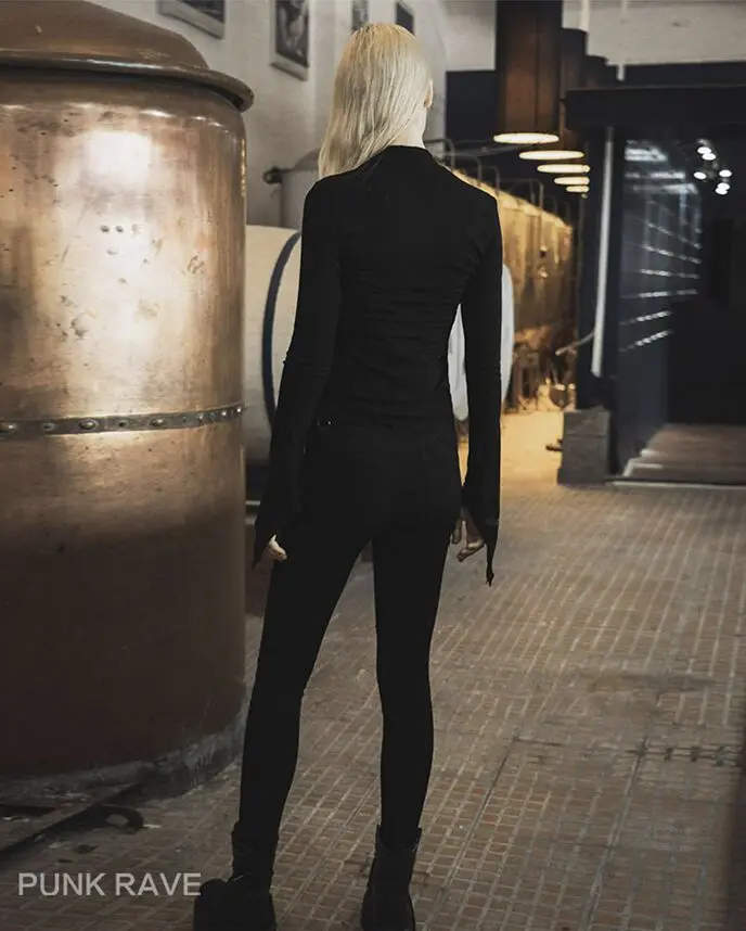 Панк рейв женские Готический Луна печатных высокой шеи с расклешенными рукавами