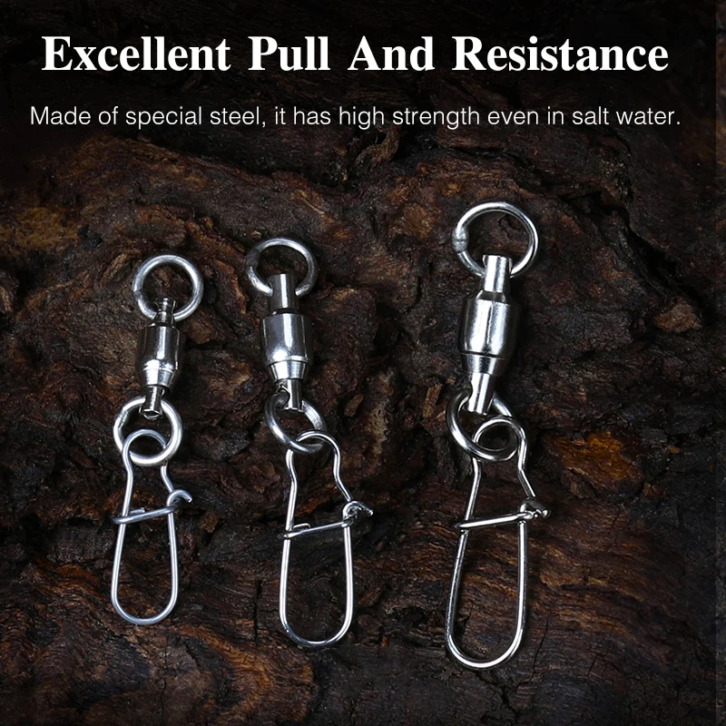 

TSURINOYA 0# 1# 2# Stainless Steel Ball Bearing Fishing Swivels Snap 5PCS 360 Strong Pins Connector Lure Fishing Accessories