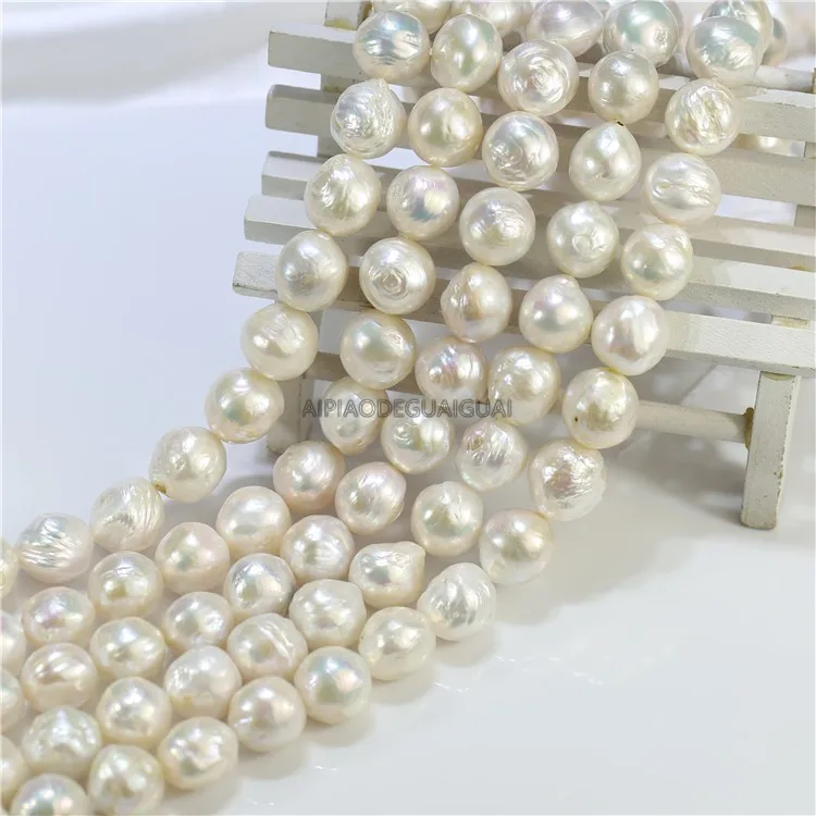 

APDGG wholesale real pearls strand 13-14mm wrinkle edison baroque pearl strands