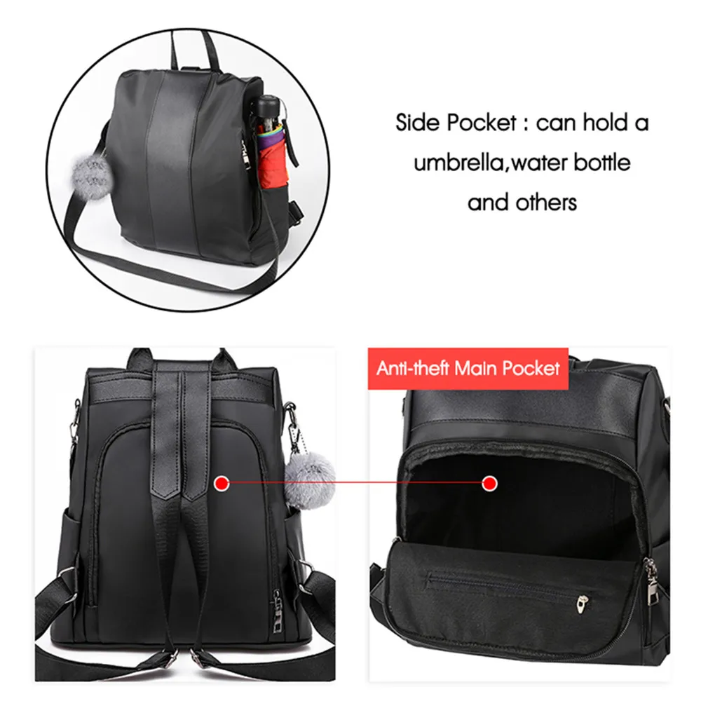 Женский кожаный рюкзак с защитой от кражи вместительный школьный для девочек