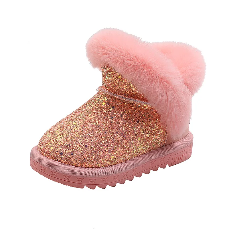 

CMSOLO Toddlers Boots Shoes Baby Kids New Fashion Winter Plush Snow Keep Warm Shoe Flat Heels Princess Girls Comfortable Boots